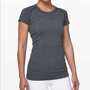 navy white striped short sleeve lululemon swiftly